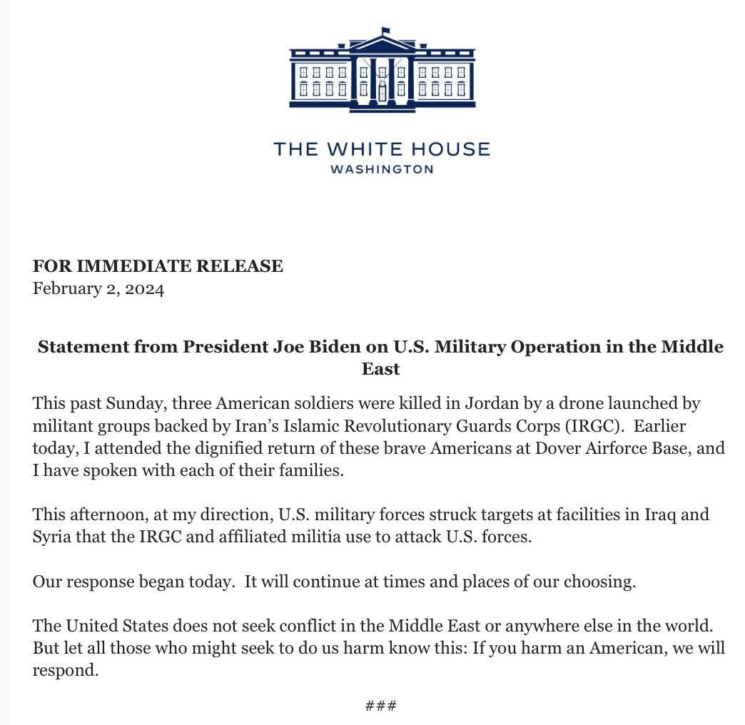 Biden Statement on Strikes