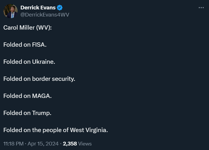 Derrick Evans Carol Miller FISA Vote